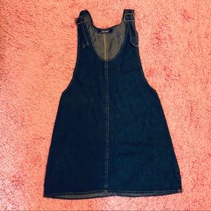 Motel Rocks Litton Pinafore Dress in Denim Indigo